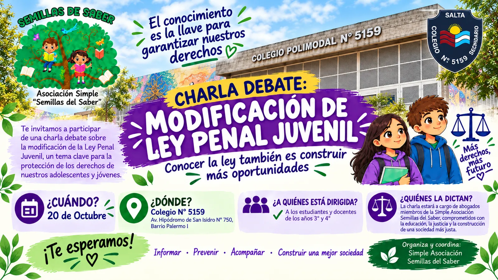 Imagen de la noticia: Charla debate sobre la modificación de la Ley Penal Juvenil en el Colegio N° 5159